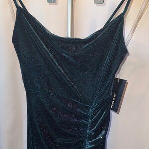 Liz & Sara Sparkling dark green Evening Gown